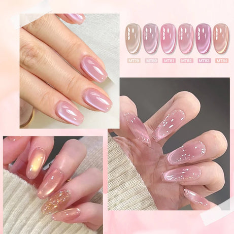 Vernis à ongles magnétique Pink Story Cat, rose nude doré clair, semi-permanent, gel UV, à tremper, pour manucure DIY