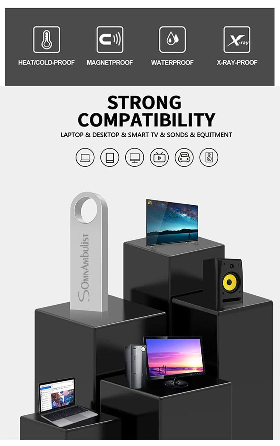 Clé USB SomnAmbulist 32 Go, 64 Go, 128 Go, USB 2.0 haute vitesse pour PC et appareils mobiles ; mini-clé USB 16 Go, 32 Go, 64 Go, 8 Go, 4 Go