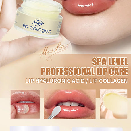 Masque de nuit pour les lèvres à l'acide hyaluronique et au collagène (20 g) : hydratation intense et longue durée, exfoliation, jour et nuit. Idéal comme cadeau.
