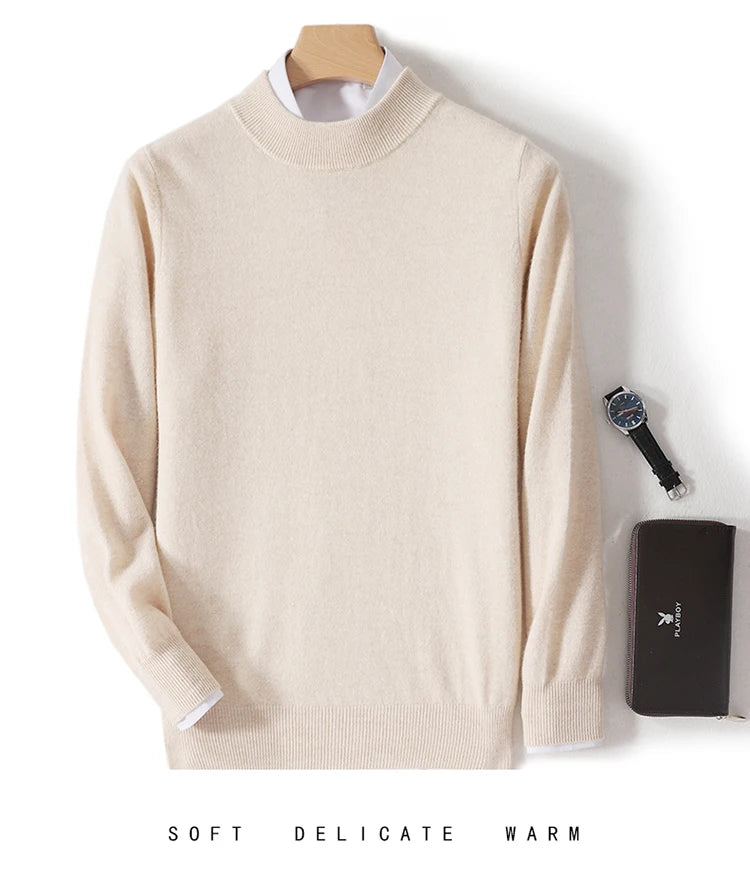 Pull 100 % laine mérinos pour femme, grande taille jusqu'à 5XL, col demi-lune, maille ample, manches longues, finitions cachemire.