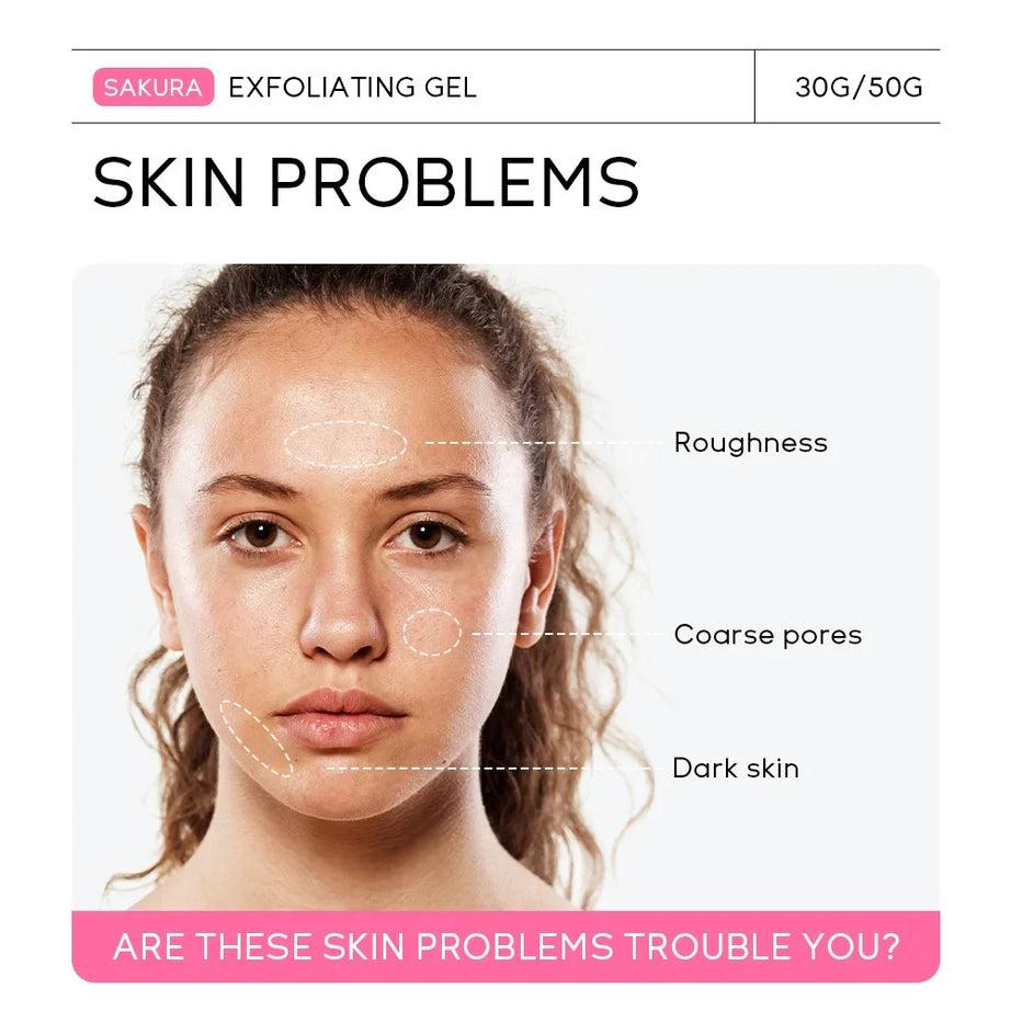 Gel exfoliant Sakura pour le visage, gommage hydratant et nourrissant réparateur, soin beauté 30 g/50 g