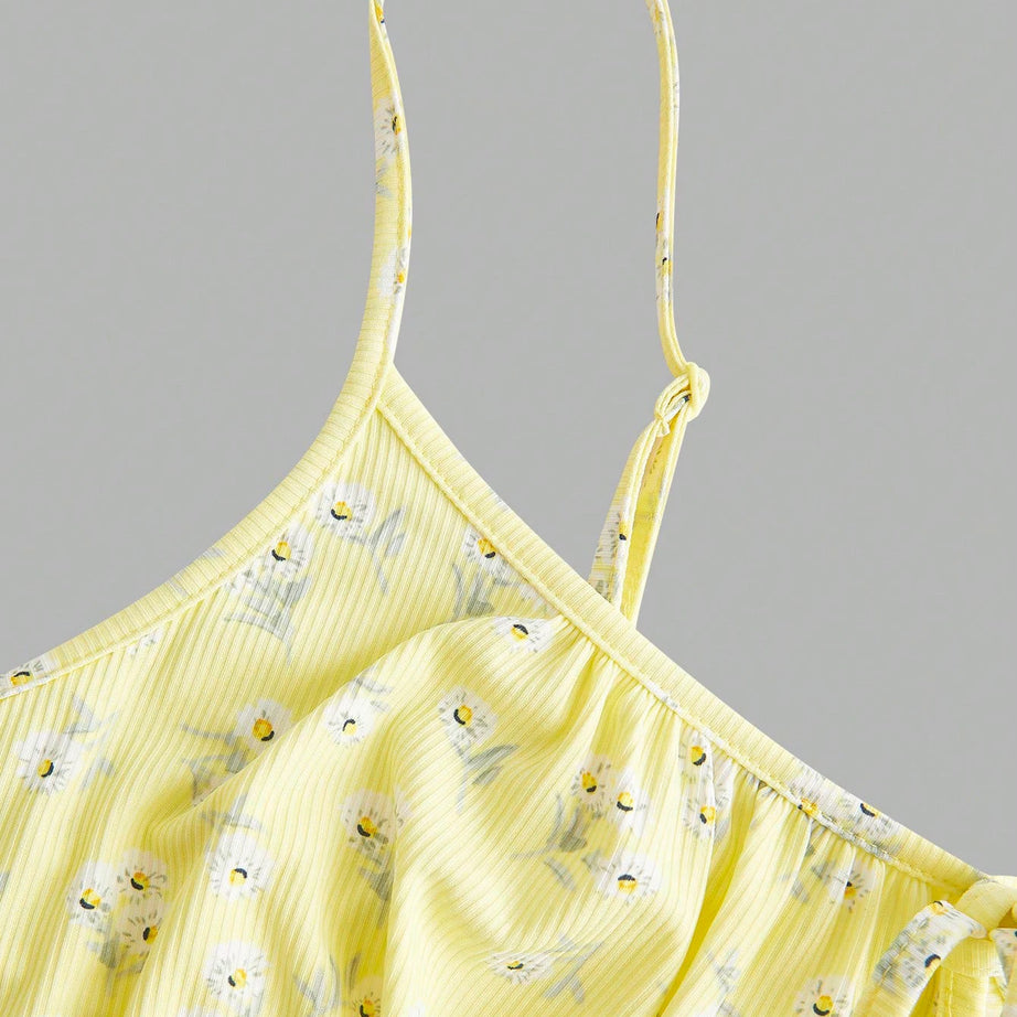 Robe camisole élégante sans manches à fines bretelles et imprimé floral, nouvelle tendance