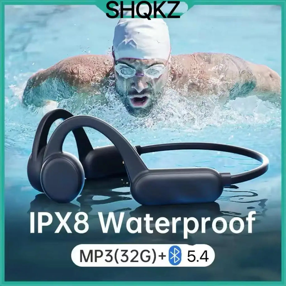 Écouteurs sans fil Shokz Open pour le sport, à conduction osseuse, Bluetooth, étanches IPX8, avec 32 Go de RAM et lecteur MP3.