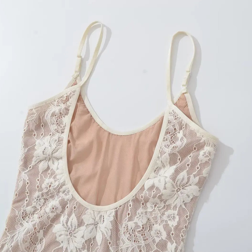 Body sexy transparente de encaje con forro, sin espalda, con tirantes finos, mono corto ajustado para mujer, monos ajustados, enterizos.