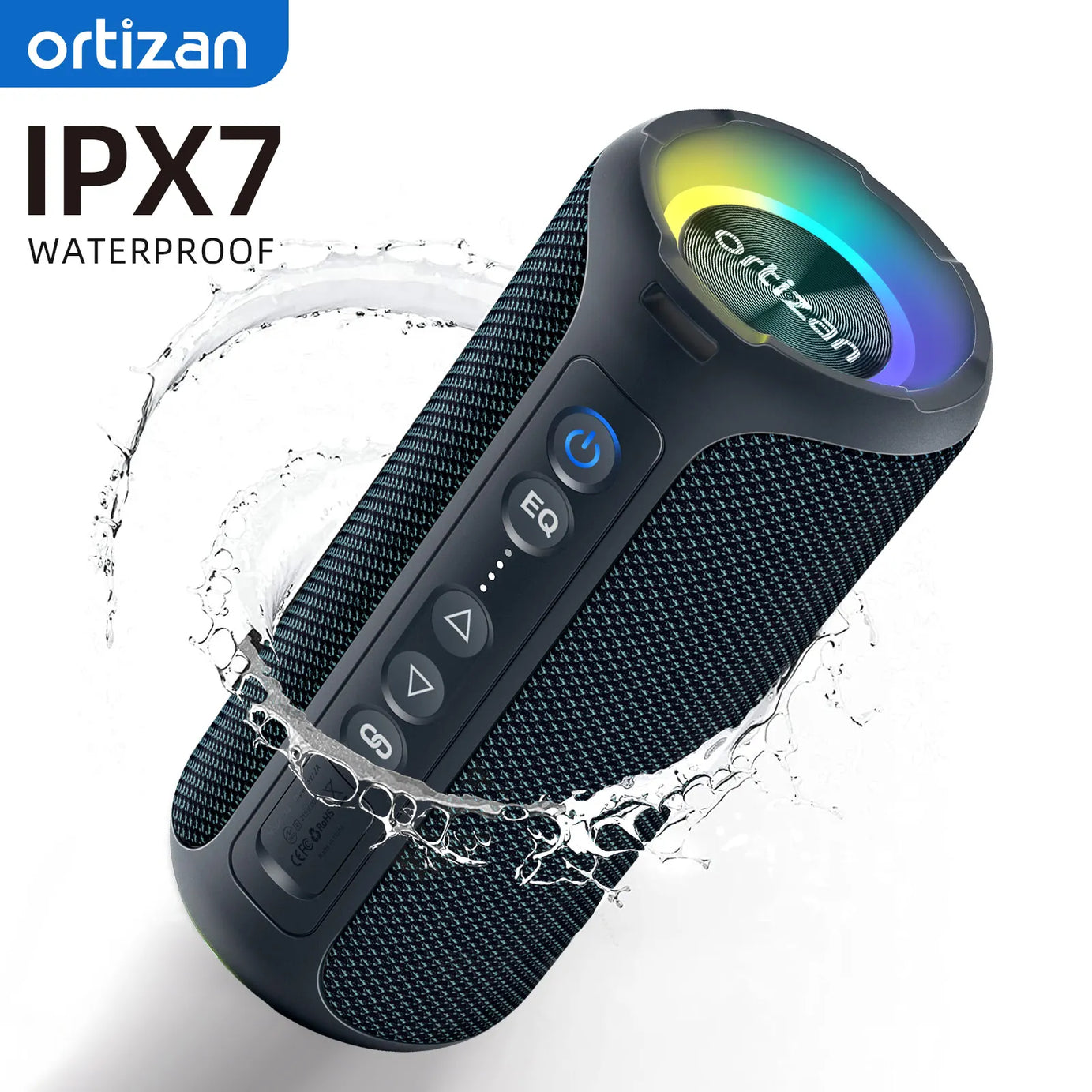 Enceinte Bluetooth Ortizan 40 W avec basses renforcées, portable, sans fil, pour l'extérieur, autonomie de 30 heures, étanche IP7, Bluetooth 5.3