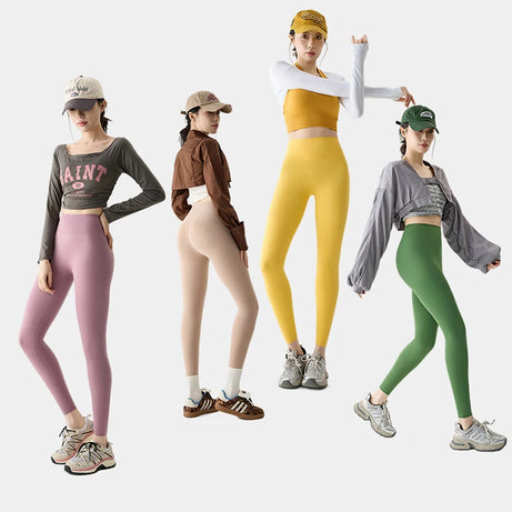 Leggings de sport et de fitness BIVIGAOS Printemps-Été, colorés, sans coutures, effet peau de requin, fins, élastiques et moulants.