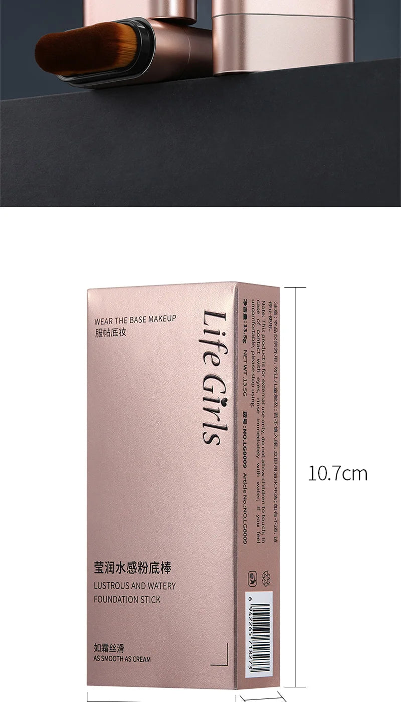 Fond de teint hydratant léger et onctueux, effet naturel, hydratant, brillant, fin et léger, applicateur double tête rotatif pour une utilisation facile, avec son propre pinceau, waterproof, application facile et facile à estomper.