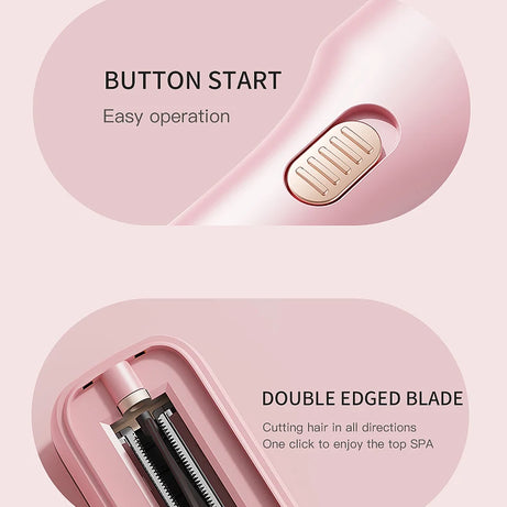 Coupe-pointes automatique professionnelle sans fil pour femmes, idéale pour les cheveux secs, abîmés et cassants.