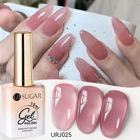 Vernis gel semi-permanent UR SUGAR 15 ml, couleur blanc laiteux translucide, effet gelée, UV, semi-permanent, pour nail art, à dissoudre. Dernière tendance.