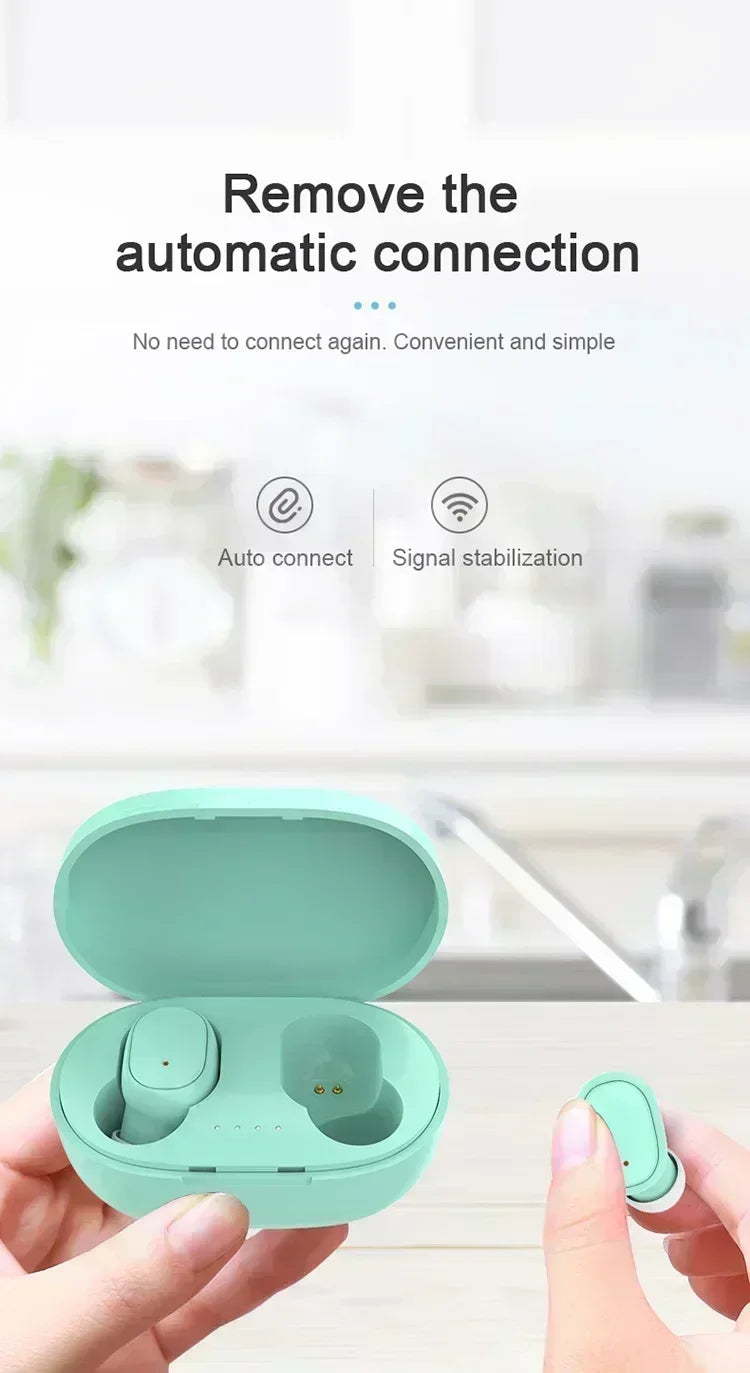 Écouteurs Bluetooth TWS sans fil avec microphone et réduction de bruit, compatibles avec les smartphones (modèle A6S).