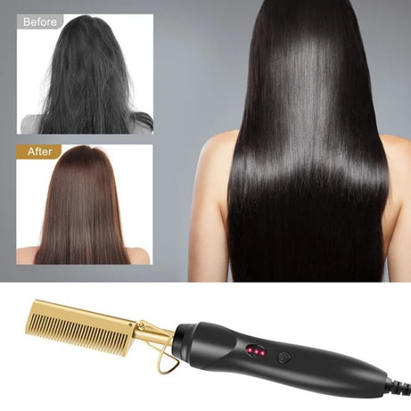 Peigne chauffant électrique, lisseur, fer à friser, brosse lissante pour cheveux secs et humides, outils de coiffure