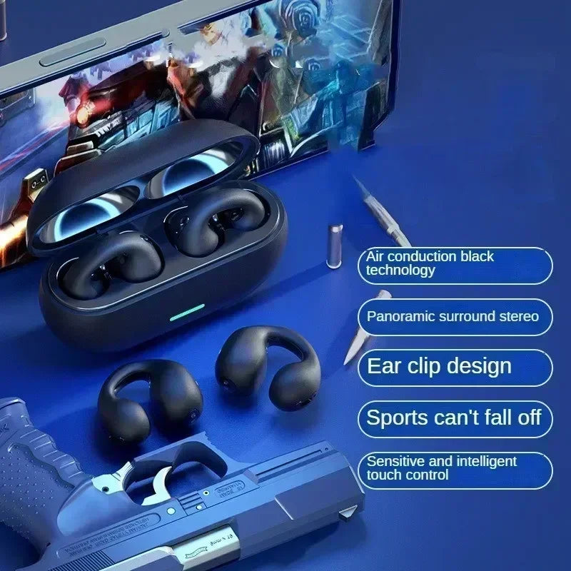 Nouveaux écouteurs sans fil à conduction osseuse T75 d'origine, Bluetooth 5.3, pour le sport, avec un son HiFi et une étanchéité optimale. Casque TWS étanche.