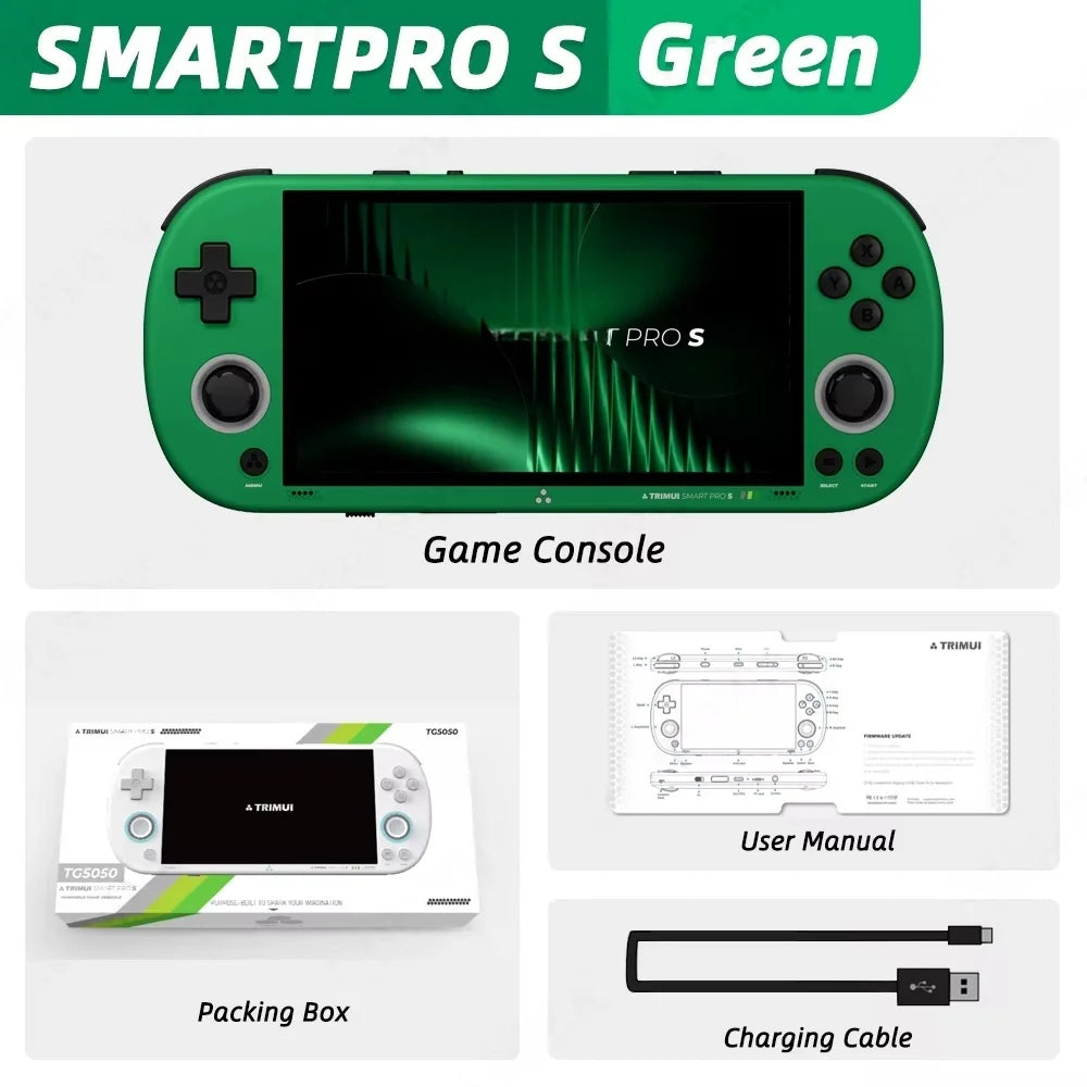 Console de jeu portable Trimui Smart Pro S, écran IPS 4,96 pouces, système Linux, joystick, éclairage RGB, jeu vidéo rétro, cadeau Smartpros