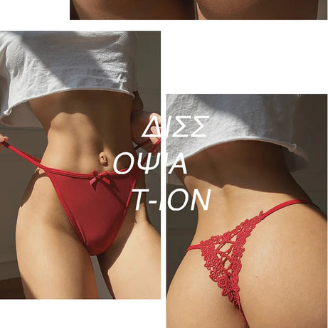 Sexy Girls G String Lace Panties Women Briefs Hollow Out Transparent Thong Thin Underwear Female Low Waist Lingerie Size S-XL