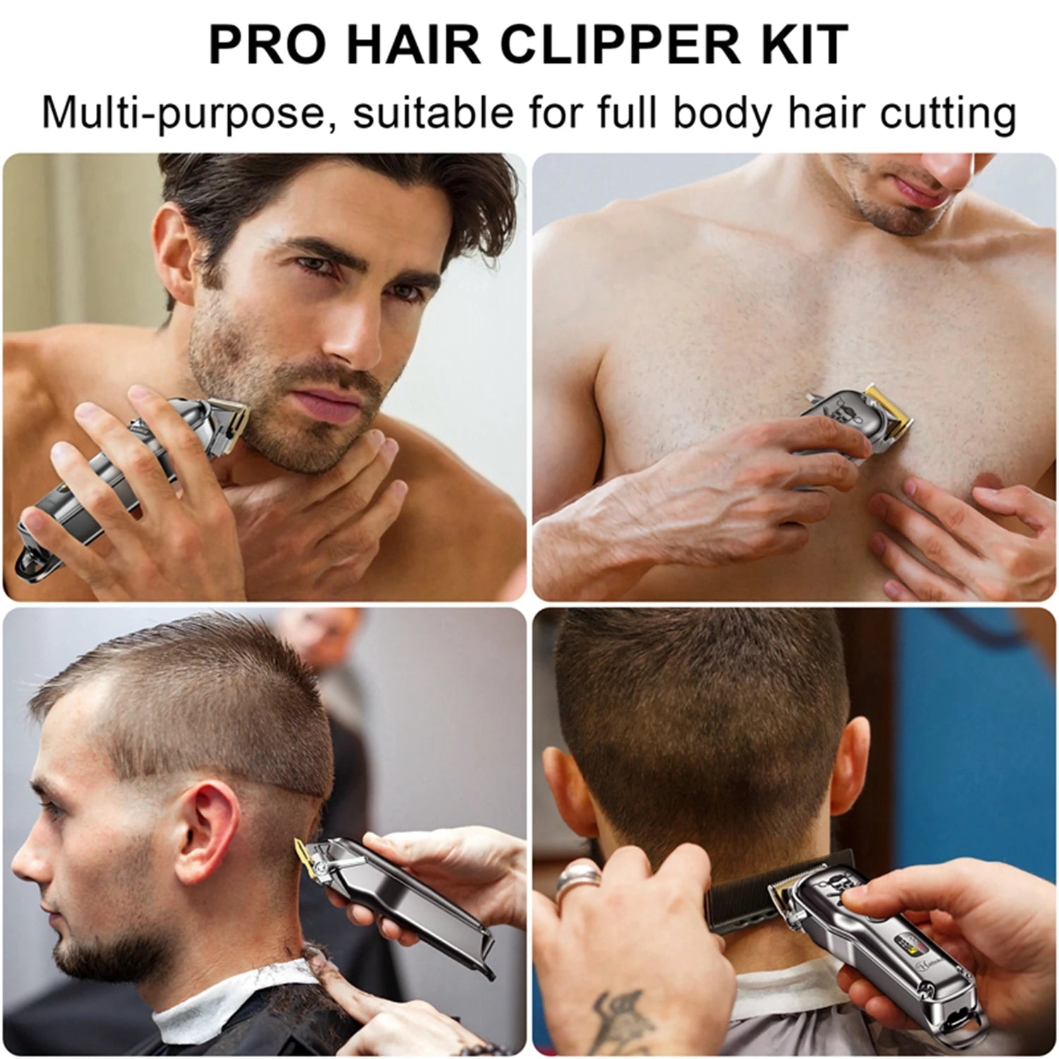 Tondeuse à cheveux professionnelle HATTEKER, tondeuse à barbe, tondeuse électrique sans fil rechargeable par USB pour hommes