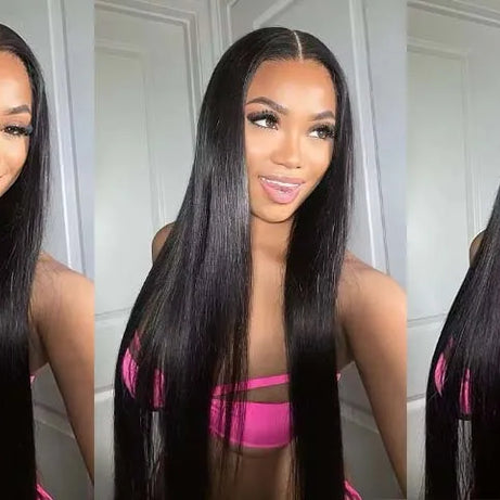 Perruque 5x5 sans colle, cheveux humains, prête à porter, dentelle prédécoupée, perruque lisse à lace front pour femmes