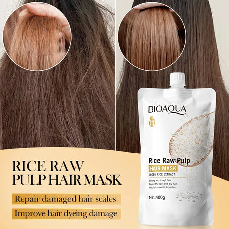 Masque capillaire magique à la kératine 10/30/50/100/400 g - Réparation en 5 secondes - Cheveux abîmés et frisés - Soin hydratant au riz - Doux, lisse et brillant