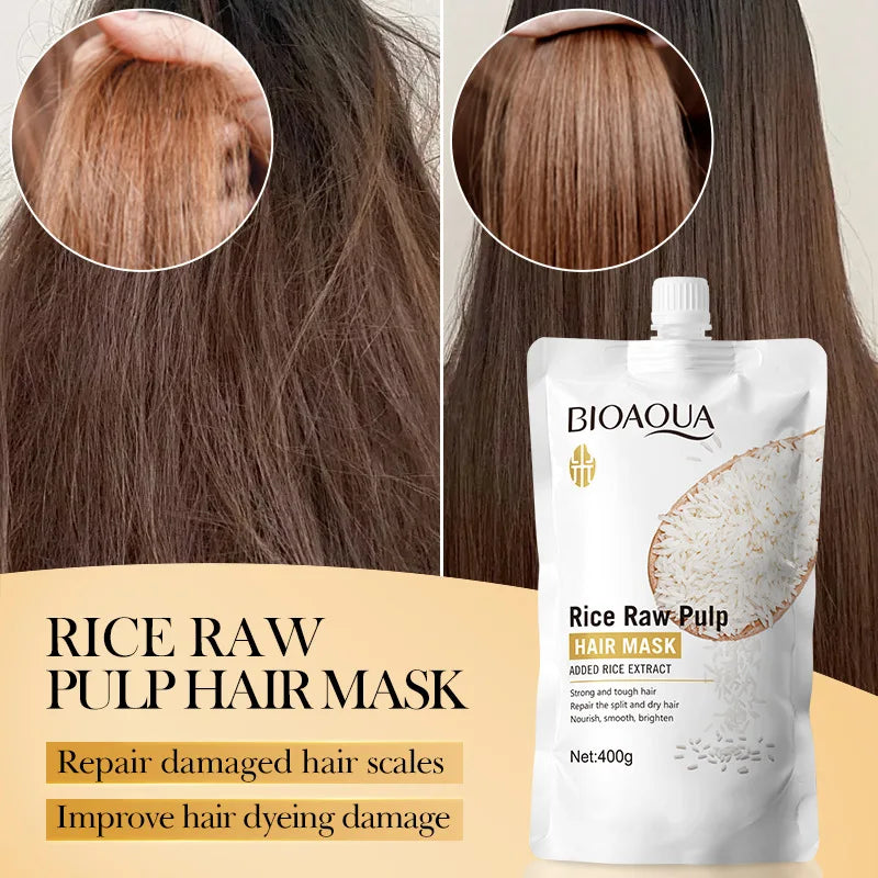 Masque capillaire magique à la kératine 10/30/50/100/400 g - Réparation en 5 secondes - Cheveux abîmés et frisés - Soin hydratant au riz - Doux, lisse et brillant