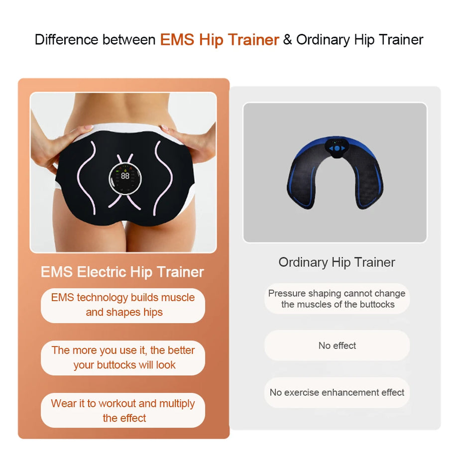 EMS Electric Hip Trainer Peach Buttocks Shaping Hip Muscle Lifting Firming Massage Machine Buttock Muscle Enlargement Stimulator