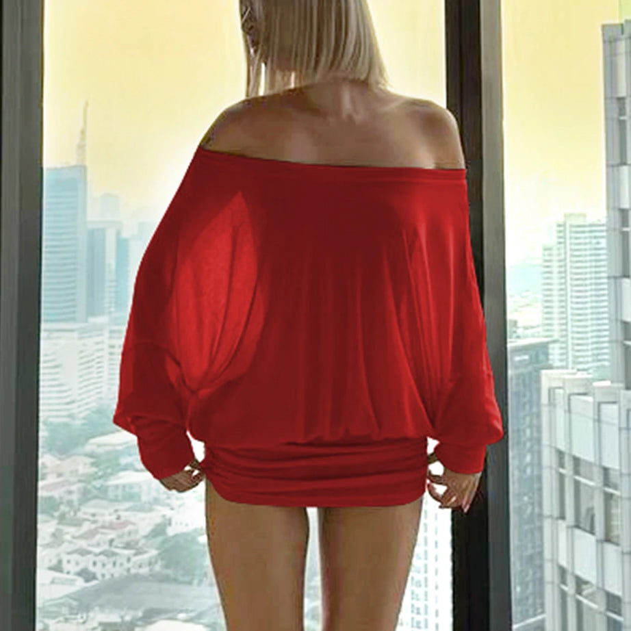 Robe mini Dulzura à épaules dénudées et manches longues, ornée de patchwork froncé, pour femme, tenue sexy, élégante et décontractée idéale pour les soirées et les clubs, printemps-été.