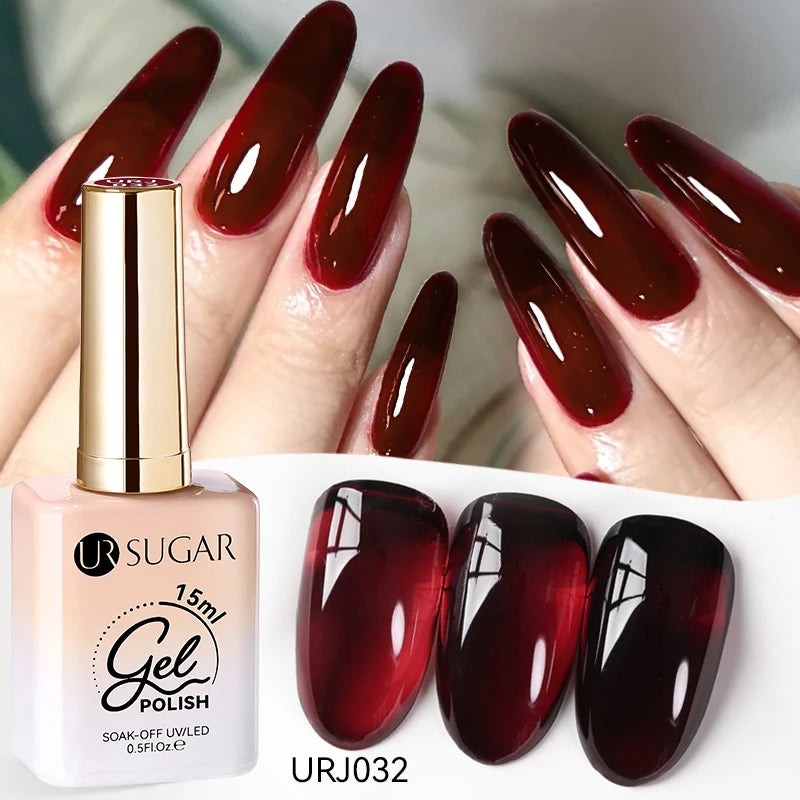 Vernis gel semi-permanent UR SUGAR 15 ml, couleur blanc laiteux translucide, effet gelée, UV, semi-permanent, pour nail art, à dissoudre. Dernière tendance.