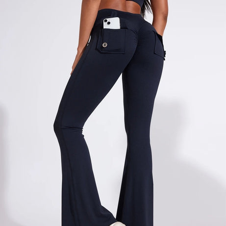Pantalon de yoga taille haute à poches pour femme DIAS FIT JOY, effet push-up, séchage rapide, idéal pour la course, le sport et la salle de gym.