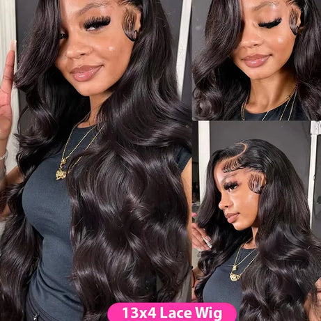 Perruque Lace Front 13x4, densité 200, ondulée, brésilienne, sans colle, noire, 13x6, transparente HD, cheveux humains