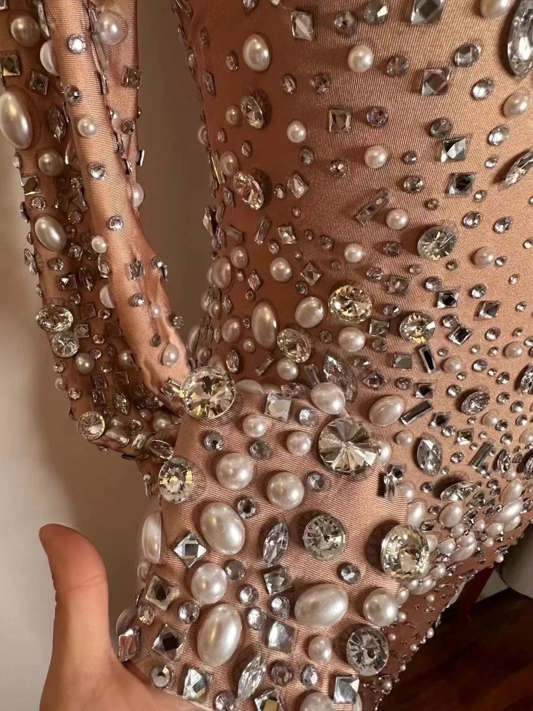 Sparkly Rhinestones Stretch Transparent Jumpsuit Evening Birthday Celebrate Outfit Sexy Dancer Bodysuit Leggings
