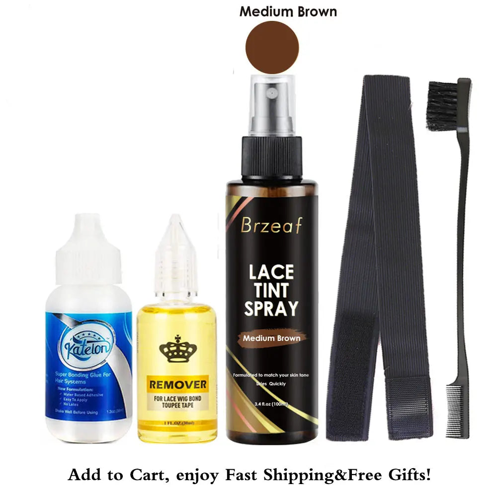 Colle imperméable pour perruques à lace front, 38 ml, colle liquide adhésive pour cheveux, bâtonnet de cire pour perruque, spray colorant pour dentelle, bande élastique fondante