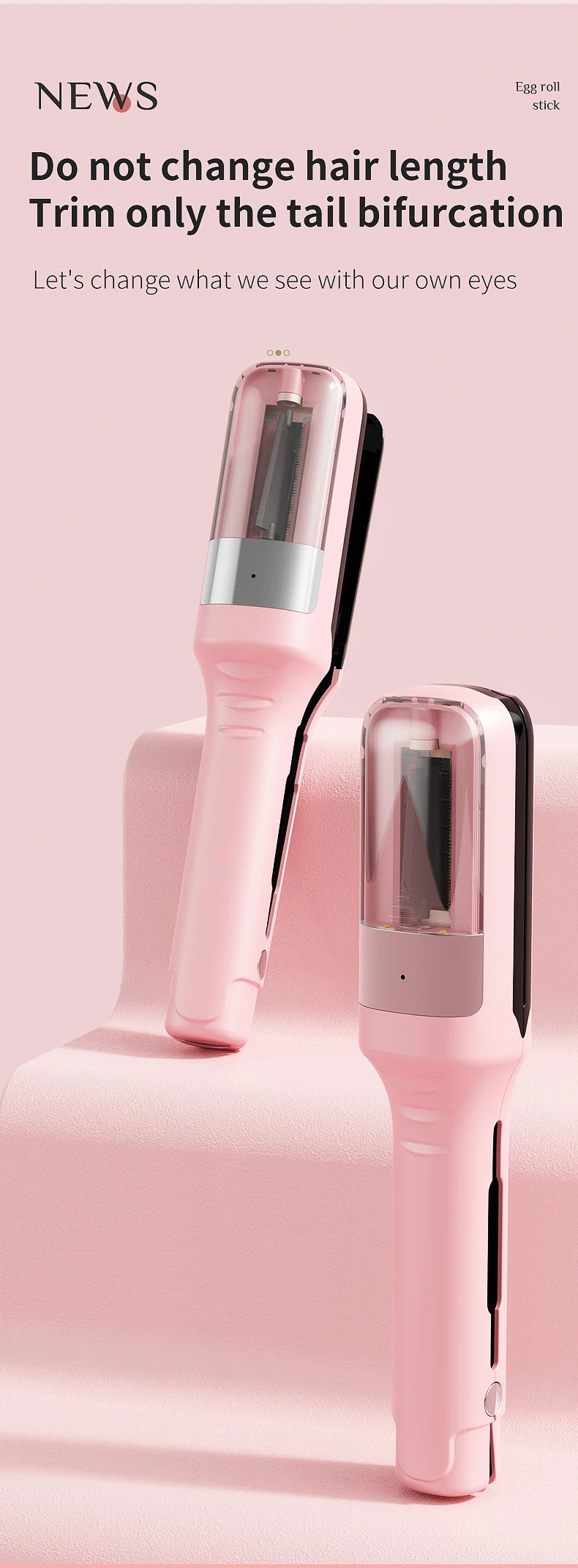 Coupe-pointes automatique professionnelle sans fil pour femmes, idéale pour les cheveux secs, abîmés et cassants.
