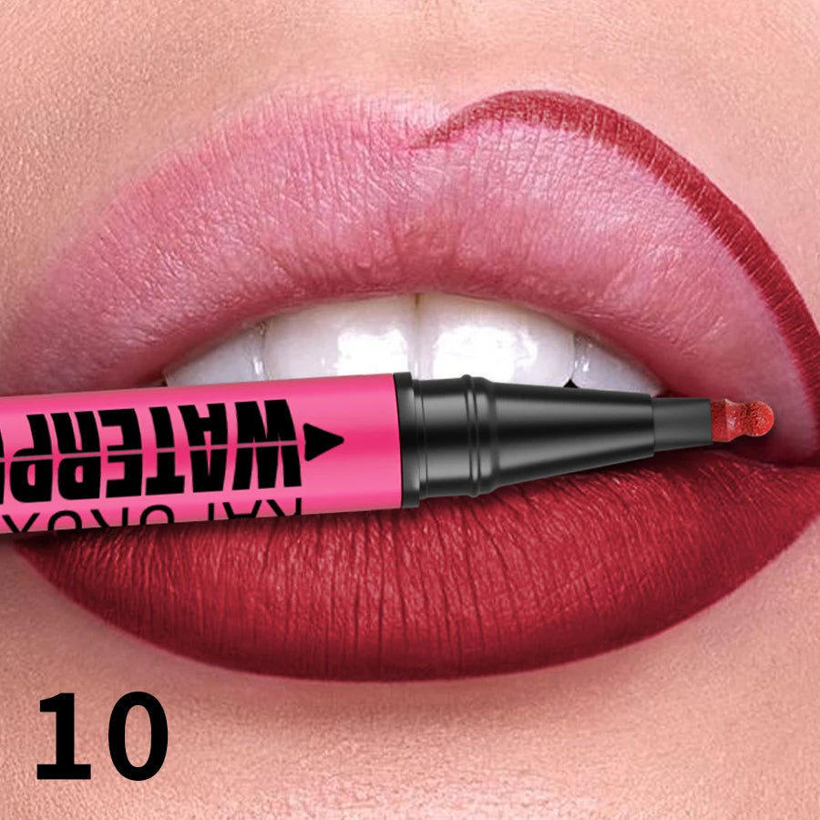 Crayon à lèvres liquide mat 12 couleurs, waterproof, effet repulpant, pour un contour des lèvres naturel et un maquillage contour des lèvres impeccable.
