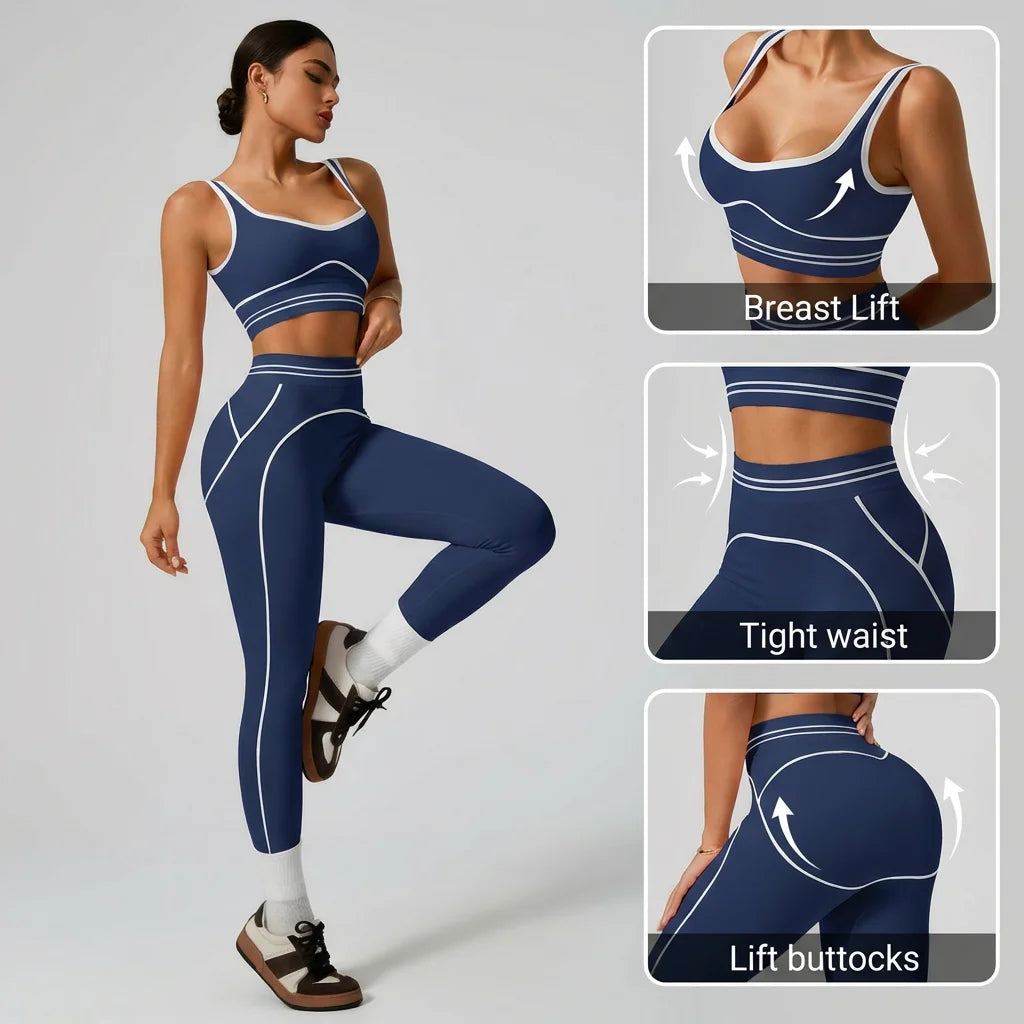 Ensemble de yoga sans coutures pour femme - Soutien-gorge de sport et legging taille haute, tenue de sport idéale pour la salle de sport, le fitness et les exercices d'étirement.