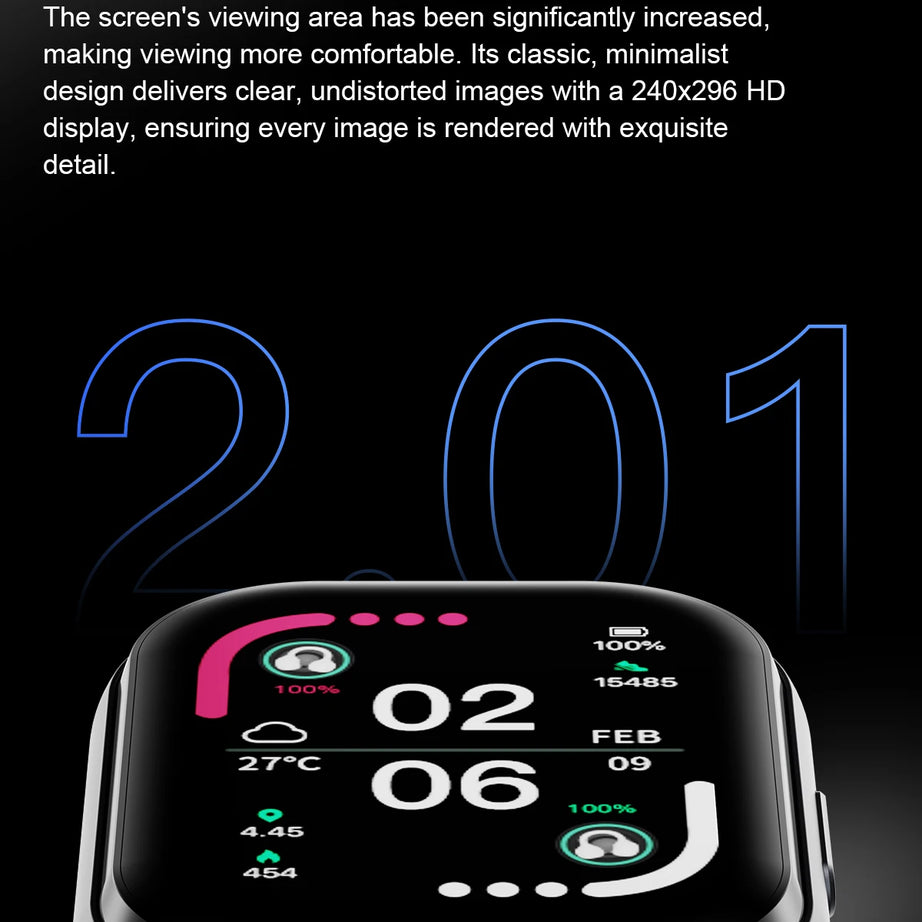 LIGE New Open-back Cip-on Headphones Smart Watch For Men Women 2.01” HD Screen Massive Watch Faces Bluetooth Call Smartwatches