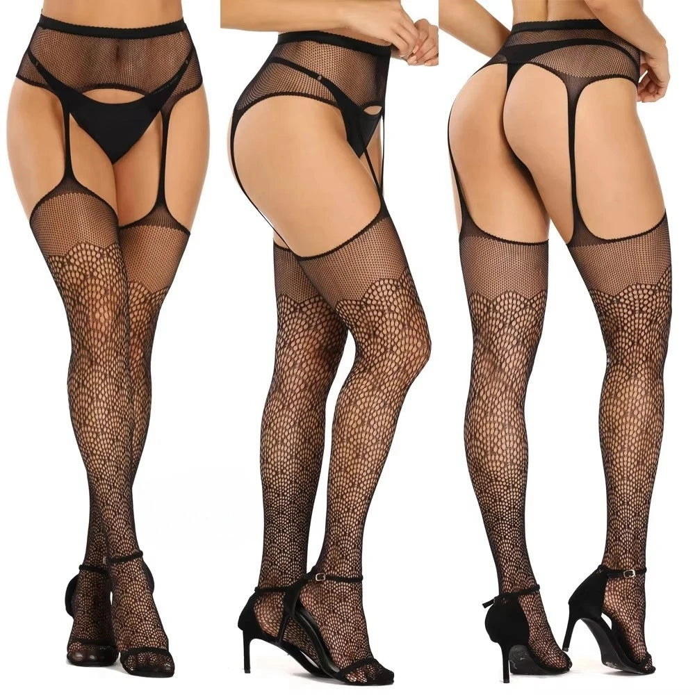 SIMPLEJWEL Lot de 4 jarretières/1 jarretière résille, collants, bas, chaussettes hautes, sexy, été, 4 pièces, 1 pièce