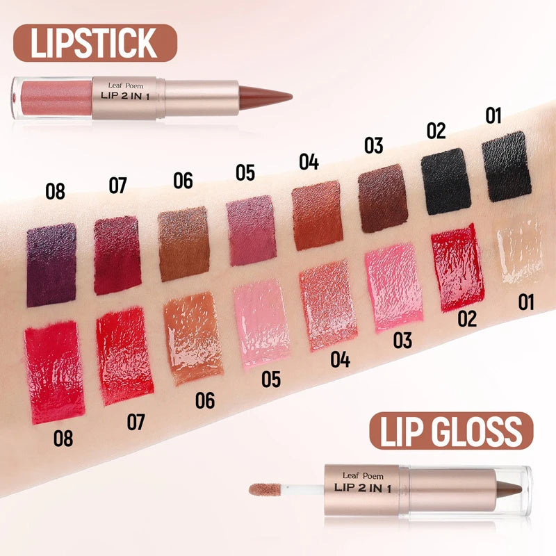 Crayon contour des lèvres noir et marron effilé, double embout miroir, effet repulpant, gloss cristal, maquillage pour des lèvres rouges sexy