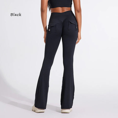 Pantalon de yoga taille haute à poches pour femme DIAS FIT JOY, effet push-up, séchage rapide, idéal pour la course, le sport et la salle de gym.