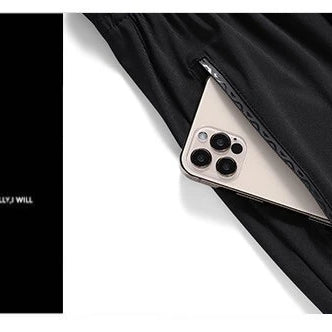 Pantalon en soie glacée de haute qualité pour homme, coupe slim décontractée, idéal pour l'été. Grande élasticité, séchage rapide, parfait pour la course et les activités de plein air.