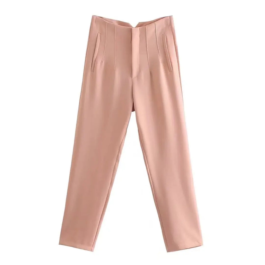 Tenues de bureau Koekop Pantalons crayon Noir Rose Blanc Pantalons Femme Mode Vêtements de bureau Pantalons taille haute pour femmes Pantalons habillés