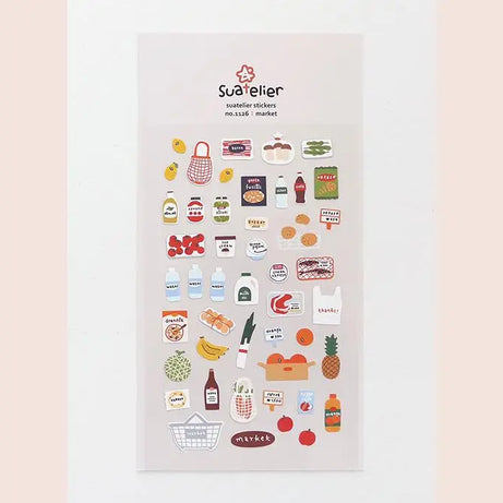Autocollants Suatelier Foods, scrapbooking esthétique, jolis stickers pour carnets de voyage, décorations coréennes, agendas et fournitures de loisirs créatifs.