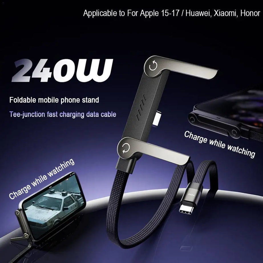 Support de téléphone portable pliable à charge rapide 240 W, câble de données, réglage multi-angle, charge continue.