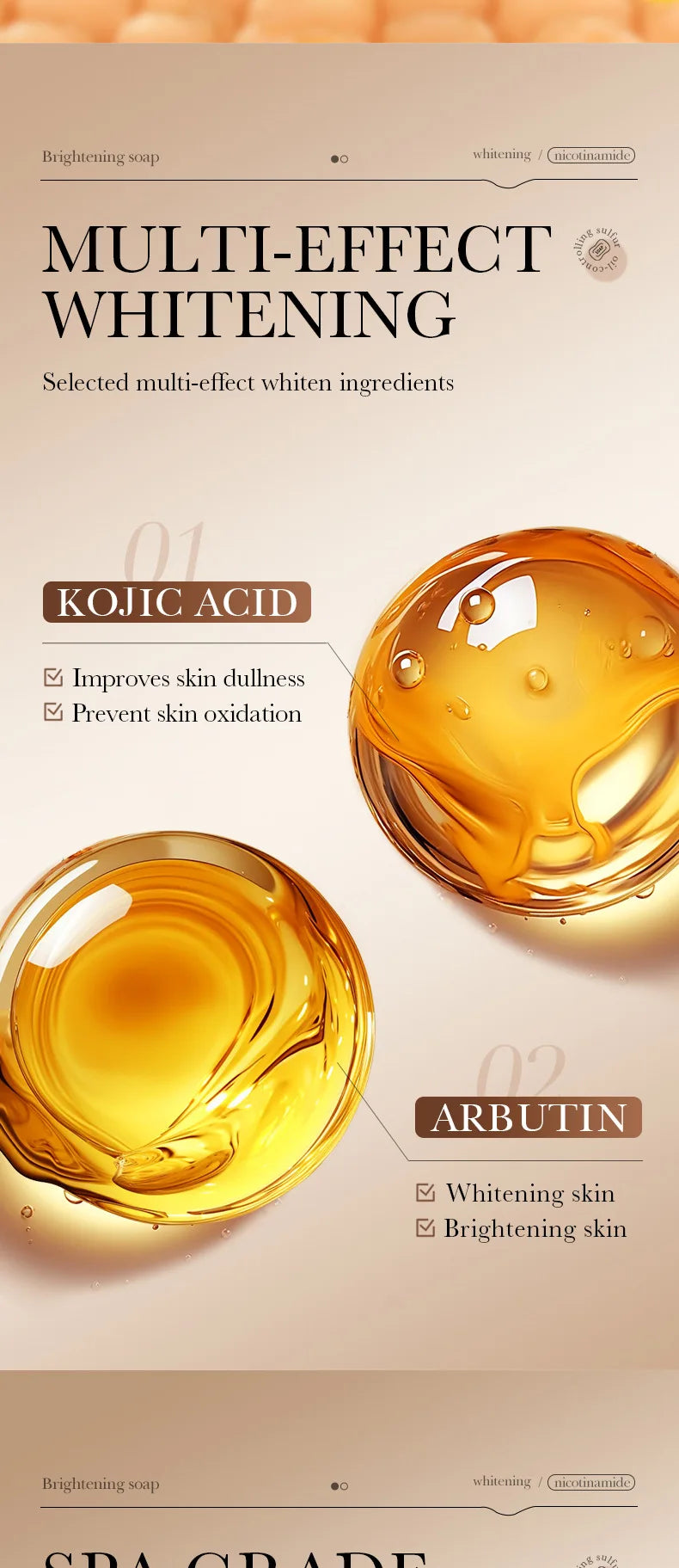 Savon visage moussant SADOER à la niacinamide et à l'arbutine, hydratant, éclaircissant et nettoyant en profondeur pour le corps et le visage. Savon artisanal.