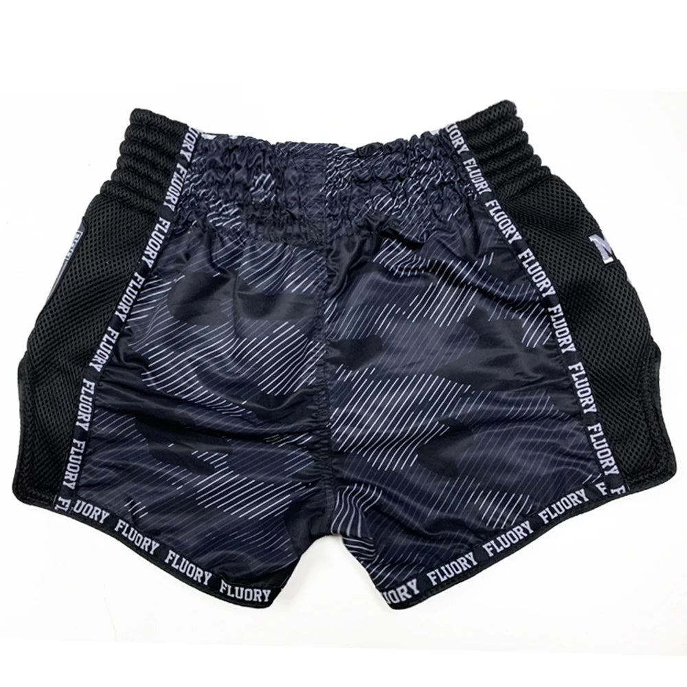 Short de combat FLUORY MMA Muay Thai, pantalon de sport de haute qualité pour enfant, idéal pour l'entraînement de boxe, le kickboxing et le fitness.