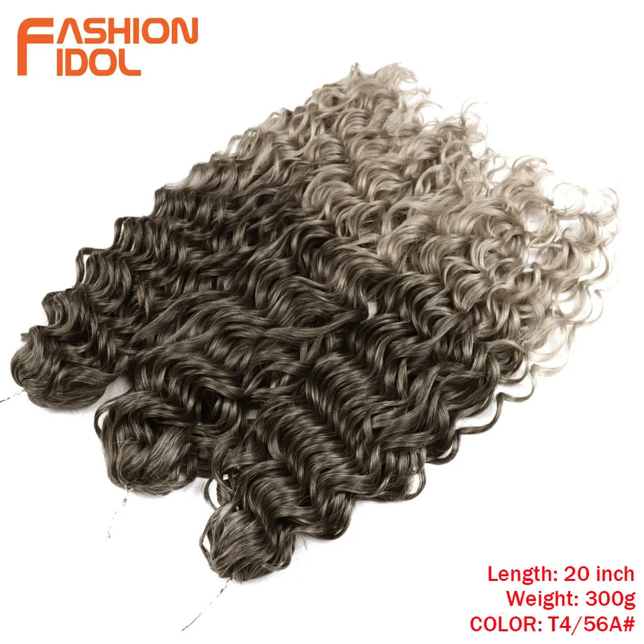 Extensions de cheveux bouclés FASHION IDOL, ondulations profondes, torsades, 50 cm, blond ombré, crochet synthétique.