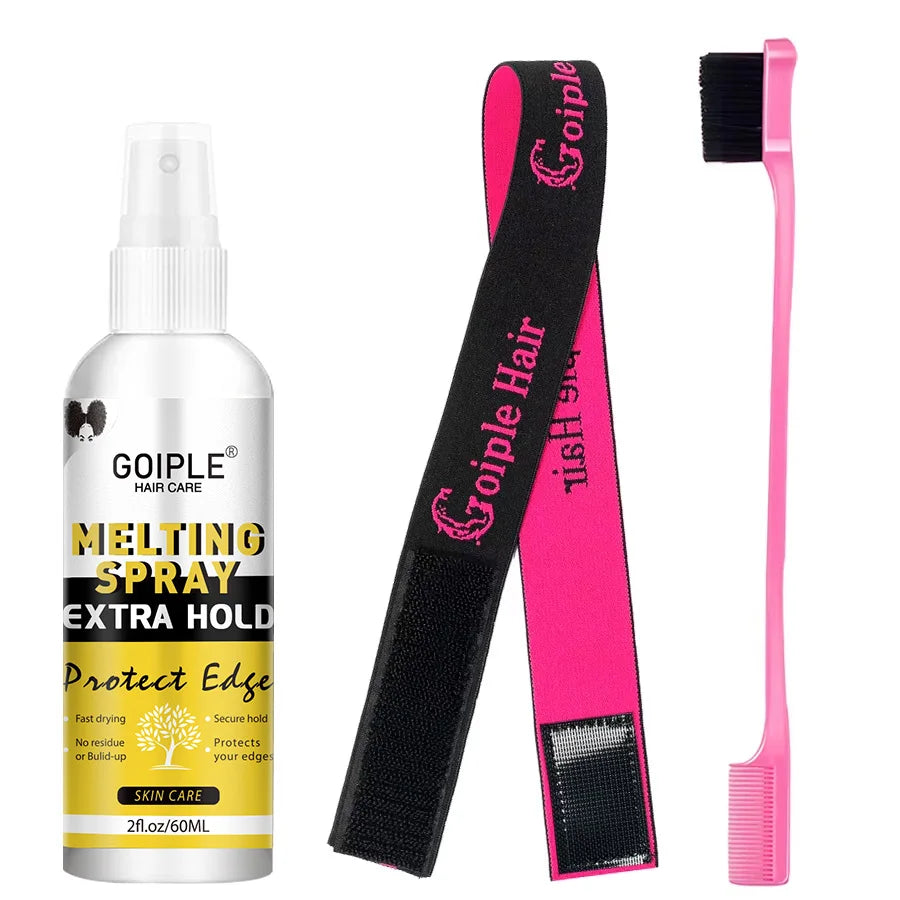GOIPLE Lace Wig Melting Spray Toupee Adhesives Wig Frontal Closure Synthetic Hair Forehead Closure Glue with Styling Accessories