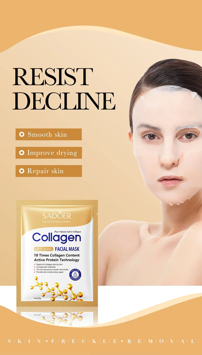 Lot de 10 masques faciaux anti-rides au collagène, anti-âge, atténue les ridules, raffermit la peau, hydrate et illumine le teint, cosmétique coréenne