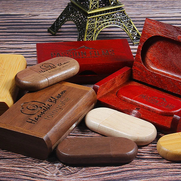 JASTER Lot de 10 clés USB 2.0 en bois (logo personnalisable) - 4 Go, 8 Go, 16 Go, 32 Go, 64 Go, 128 Go - Cadeau de mariage