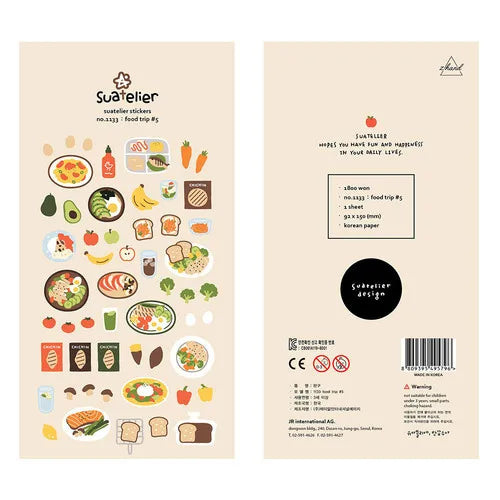 Autocollants Suatelier Foods, scrapbooking esthétique, jolis stickers pour carnets de voyage, décorations coréennes, agendas et fournitures de loisirs créatifs.