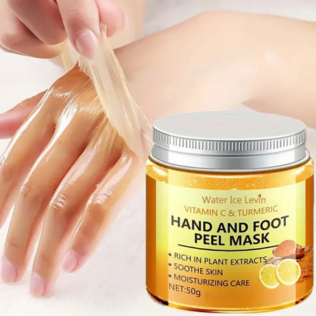 Masque à la cire pour les mains et les pieds à la vitamine C et au curcuma : adoucit la peau, nettoie en douceur et illumine le teint.