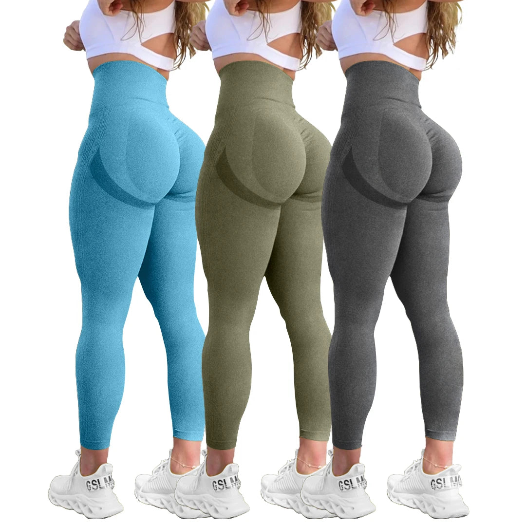 Leggings de yoga push-up pour femmes, élastiques, taille haute, gainants, effet ventre plat, froncés, sans coutures, collants de compression pour la salle de sport