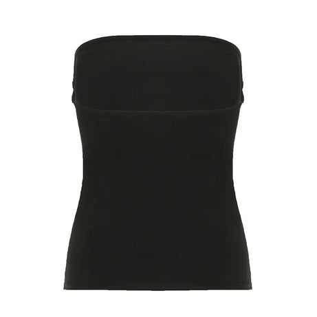 Débardeur noir sans bretelles à imprimé gothique pour femme, coupe skinny, court, style décontracté chic estival, streetwear Y2K, basique